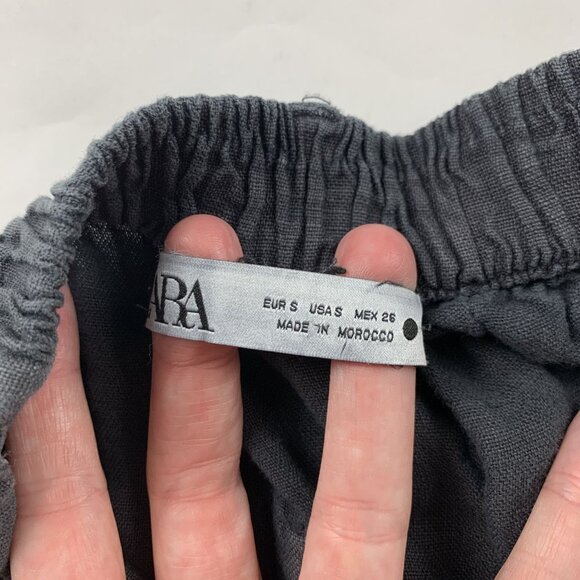 Zara Washed Charcoal Linen Wide Leg Pant S - Picture 4 of 6